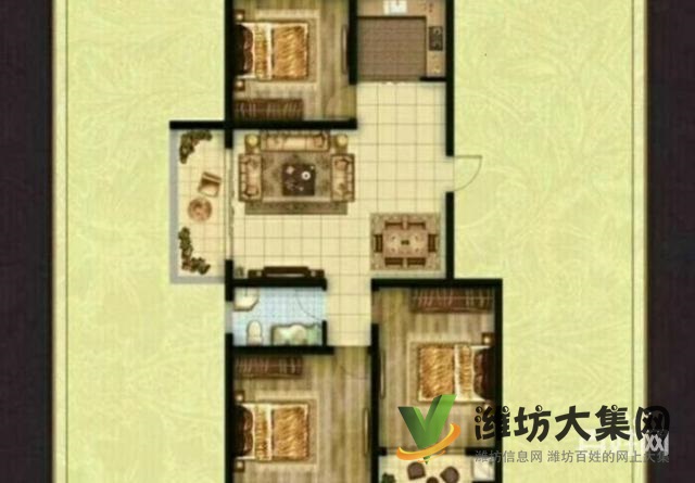 濰縣中路恒信悅府，12樓東山豪華 裝修 ，全明大三